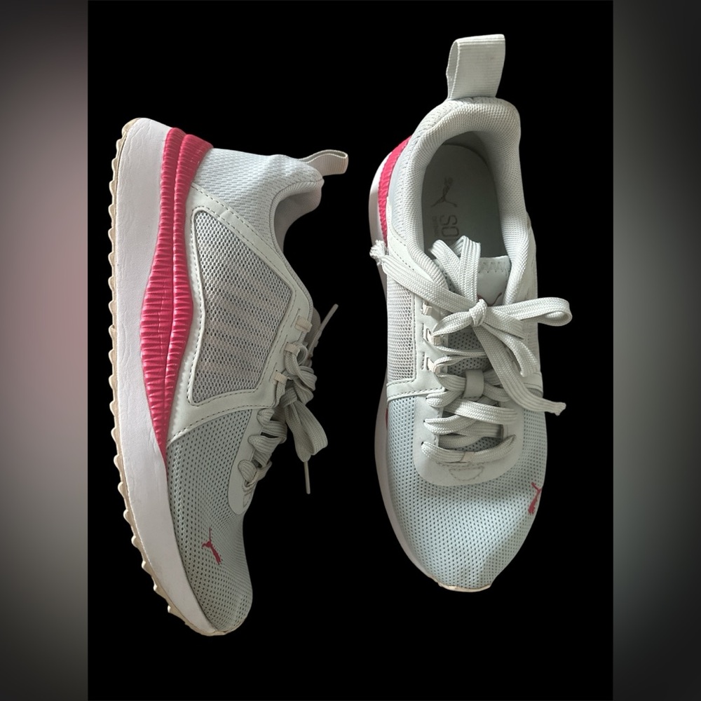 Gray and Pink Athletic Sneakers